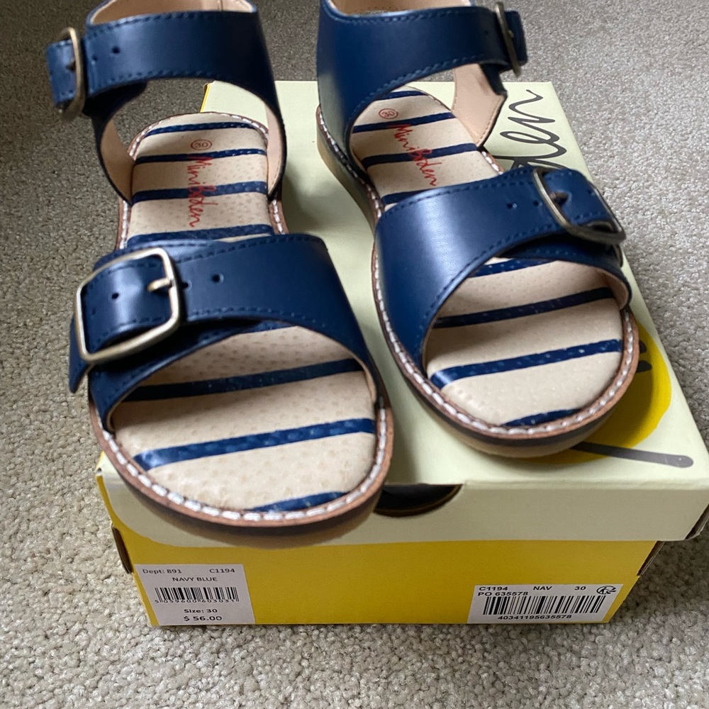 Boden Navy Girls' dress Sandals NWT (kids 12)